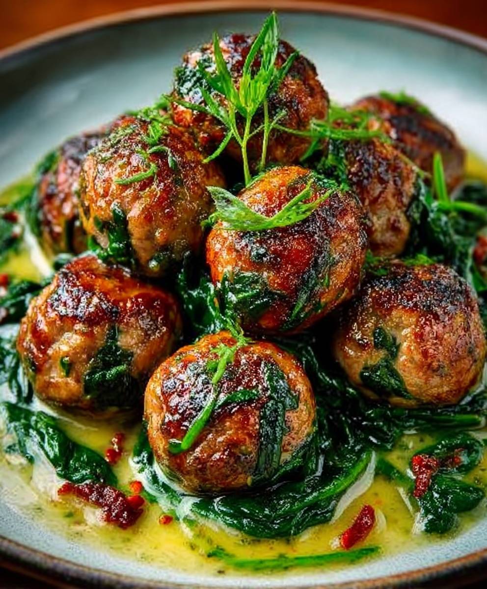 Spinach Garlic Meatballs