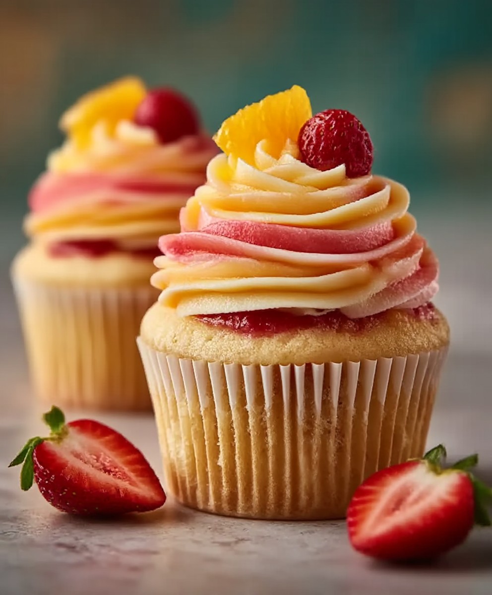 Mango-Erdbeer-Sonnenuntergang Cupcakes image 2